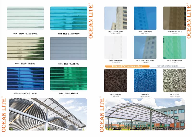 Màu sắc tấm Polycarbonate tác động đến thẩm mỹ và tổng thể kiến trúc