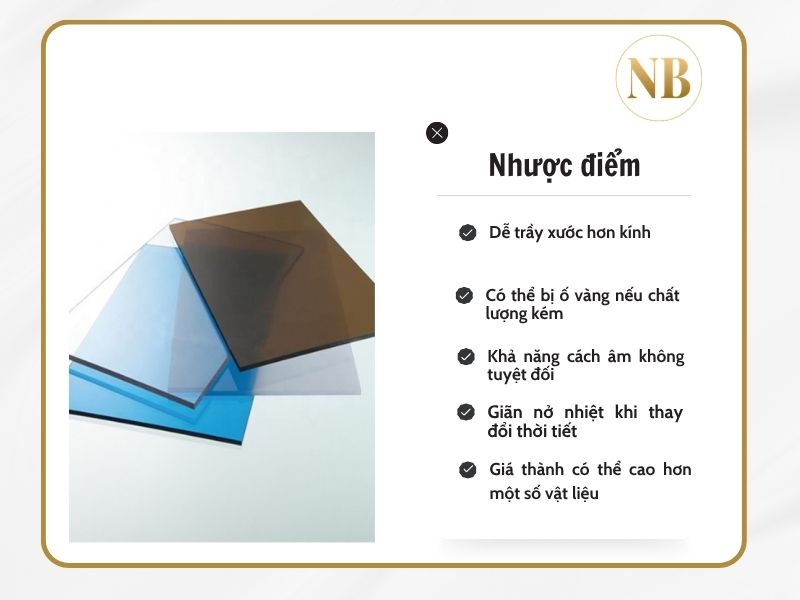 Nhược điểm của tấm Polycarbonate